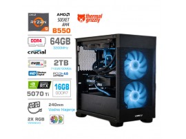 Računalnik MEGA MT S7X R9-5950X/RTX5070Ti/64GB/2TB/750W/Brez OS/črna RGB + Estetski napajalni kabli [Vijola / Črna]