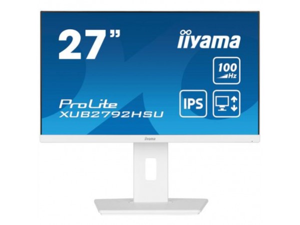 Monitor Iiyama 68,6 cm (27,0") XUB2792HSU-W6 1920x1080 100Hz IPS 0,4ms HDMI DisplayPort 4xUSB3.2 Pivot Zvočniki  sRGB99% FreeSync ProLite bele barve