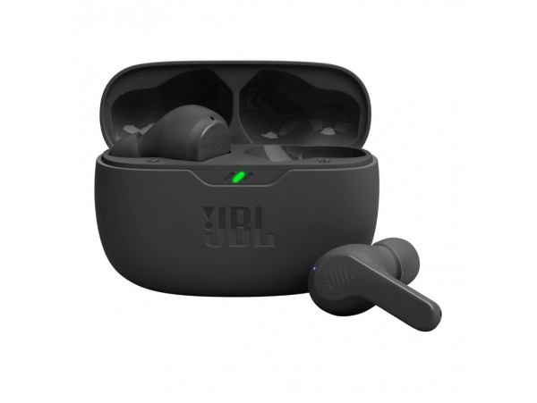 Slušalke brezžične JBL ušesne z mikrofonom BT Vibe Beam črne TWS (JBLVBEAMBLK)