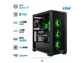 Računalnik MEGA TWR S10 i7-14700F/RTX5080/32GB/2TB-4.0/1000W/Brez OS/črna RGB + Estetski napajalni kabli [Zelena / Črna]