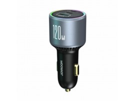 Avto polnilec 12V 24V => 2x USB-C USB-A 120W PD QC črn Joyroom (JR-CCN07 120W)