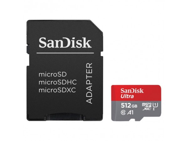 Spominska kartica microSDXC 512GB Sandisk Ultra 150MB/s/50MB/s U1 V10 UHS-I A1 +adapter (SDSQUAC-512G-GN6MA)
