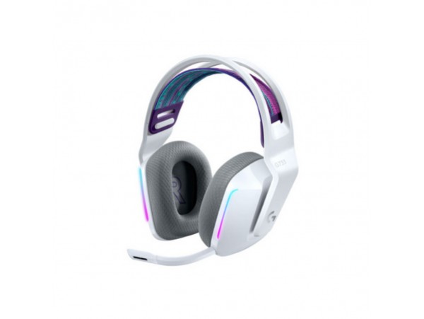 Slušalke brezžične naglavne 2.4GHz stereo Logitech G733 Lightspeed gaming z mikrofonom - bele (981-000883)