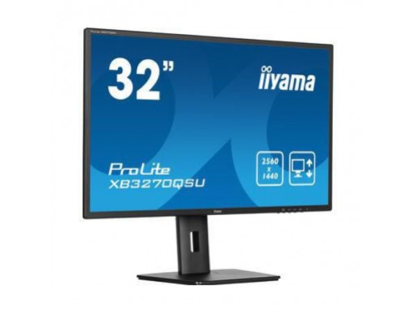 Monitor Iiyama 80 cm (31,5") XB3270QSU-B1 2560x1440 100Hz IPS 3ms 2xHDMI DisplayPort 3xUSB3.2 Pivot Zvočniki  sRGB100% AdaptiveSync ProLite