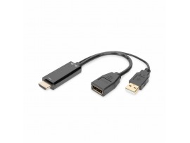 Adapter HDMI (m) => DisplayPort (ž) Digitus 4K@30Hz aktivni 20cm (AK-330101-002-S)