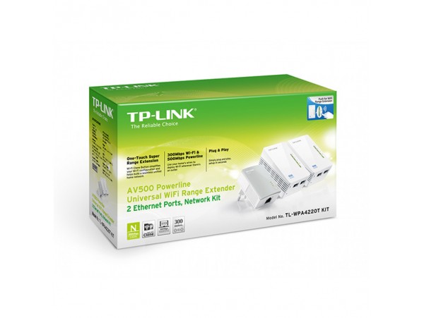 HPAV Powerline 2xLAN+1xLAN RJ45 220V TP-Link 300Mbit/s (2+1) WLAN (TL-WPA4220T KIT)