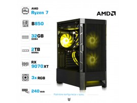 Računalnik MEGA MT S8 R7-9700X/RX9070 XT/32GB-DDR5/2TB-4.0/750W/Brez OS/črna RGB + Estetski napajalni kabli [Rumena / Črna]