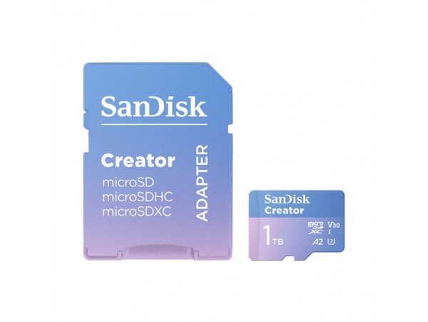 Spominska kartica microSDXC 1TB Sandisk Creator 190MB/s/130MB/s U3 V30 UHS-I A2 +adapter (SDSQXAV-1T00-GN6MS)