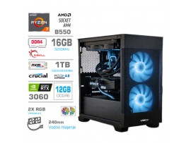 Računalnik MEGA MT S7X R7-5700X/RTX3060/16GB/1TB/750W/Brez OS/rumena črna RGB + Estetski napajalni kabli [Modra / Črna]