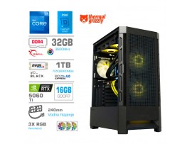 Računalnik MEGA MT S8 i7-12700K/RTX5060Ti-16GB/32GB/1TB-4.0/750W/Brez OS/črna RGB + Estetski napajalni kabli [Rumena / Črna]