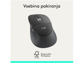 Miš brezžična + Bluetooth Logitech Signature Comfort Plus M850 L velikost grafitna (910-007715)