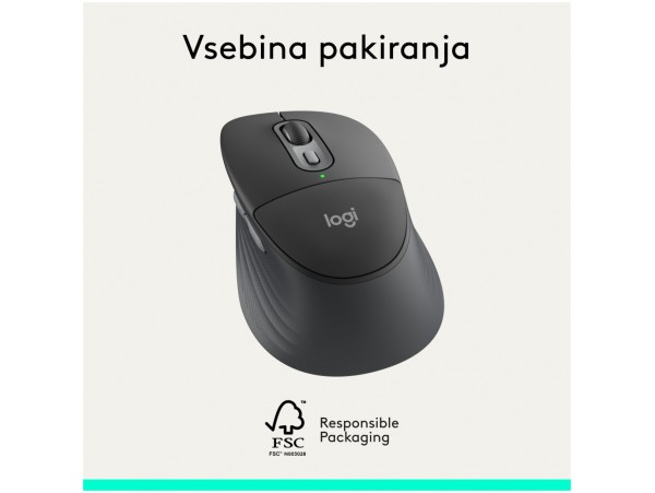 Miš brezžična + Bluetooth Logitech Signature Comfort Plus M850 L velikost grafitna (910-007715)