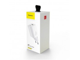 Hišni polnilec 100-240V => 1x USB-A (ž) 24W za mobilni telefon ali tablični računalnik Baseus QC3 - bel (CCALL-BX02)