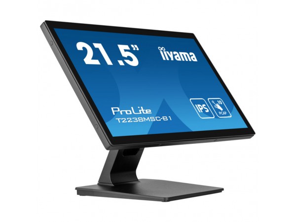 Monitor touch Iiyama 54,6 cm (21,5") T2238MSC-B1 1920x1080 POS IPS 5ms HDMI DisplayPort 2xUSB3.2 Touch Zvočniki  7H ProLite 10 točkovni kapacitivni