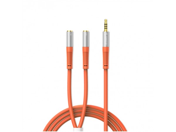 Kabel Audio 3,5mm (m) => 2x 3,5mm (ž) 1,0m Orico AX2-10 oranžen (AX2-10-OR-BP)