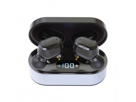 Slušalke brezžične ušesne Bluetooth stereo Platinet Sport True Wireless s prenosnim polnilnim etuijem z LED zaslonom vibe črne (PM1050)