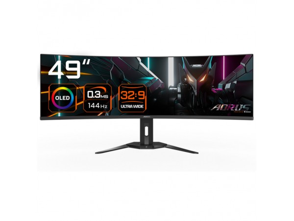 Monitor GigaByte 124,5 cm (49,0") CO49DQ 5120x1440 Curved Gaming 144Hz OLED 0,03ms 2xHDMI DisplayPort USB-C 18W 2xUSB3.2 HAS Zvočniki 2x5W  DCI-P3-99% FreeSync Premium Pro KVM HDR400 Aorus