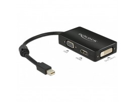 Adapter DisplayPort mini (m) => VGA/HDMI/DVI  (ž) pasivni, črn, DeLock