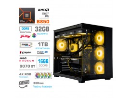 Računalnik MEGA MT S5 R7-7700X/RX9070 XT/32GB-DDR5/1TB-4.0/750W/Brez OS/črna RGB + Estetski napajalni kabli [Rumena / Črna)