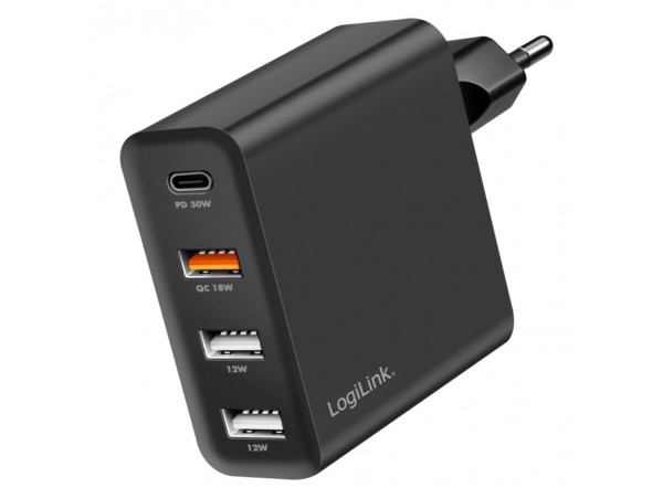 Hišni polnilec 110-240V => 1x USB-C 3x USB-A 48W LogiLink (PA0377)