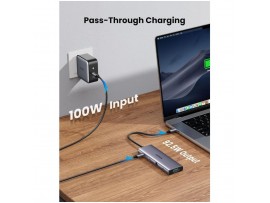 Priklopna postaja USB-C => Ugreen 3x USB 3.0 tip A 1x HDMI 4K@30Hz 1x VGA 1x RJ45 1x 3,5 1x USB-C PD 100W čitalec kartic (15601)