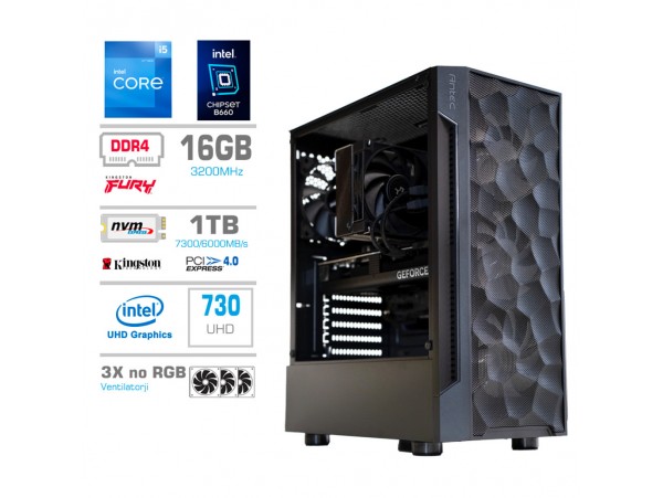 Računalnik MEGA TWR S7 i5-12400/Intel 730/16GB/1TB-4.0/750W/Brez OS