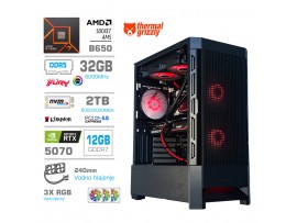 Računalnik MEGA MT S8 R7-7700X/RTX5070/32GB-DDR5/2TB-4.0/750W/Brez OS/črna RGB + Estetski napajalni kabli [Rdeča / Črna]