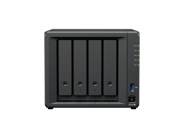 NAS ohišje Synology DS925neo+ 4x3,5'' SATA HDD/SSD 2xM.2 NVMe AMD V1500B 4 core (8-thread) 2.2 GHz 4GB DDR4 non-ECC SODIMM 2xRJ-45 2.5GbE LAN 2xUSB 3.2 Gen1 1xUSB-C expansion port