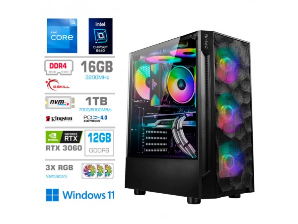 Računalnik MEGA TWR S7 i5-12400F/RTX3060/16GB/1TB-4.0/750W/Win11Home