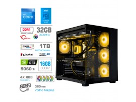 Računalnik MEGA MT S5 i5-12600K/RTX5060Ti-16GB/32GB/1TB/750W/Brez OS/črna RGB + Estetski napajalni kabli [Rumena / Črna)