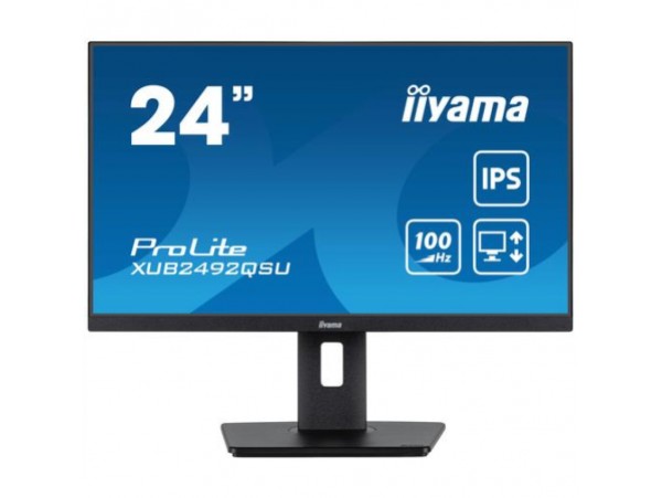 Monitor Iiyama 60,5 cm (23,8") XUB2492QSU-B1 2560x1440 100Hz IPS 0,5ms HDMI DisplayPort 3xUSB3.2 USB-C-Out Pivot Zvočniki  sRGB99% FreeSync ProLite