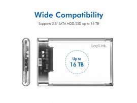 Ohišje za trdi disk 2,5 USB-A 3.0 Logilink prozorno brezvijačno (UA0409)