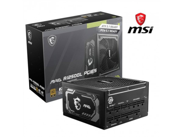 Napajalnik - 1250W MSI MAG A1250GL 80Plus Gold 90% ATX 3.1 (Gen5) Modular 120mm črna (306-7ZP9A11-CE0)