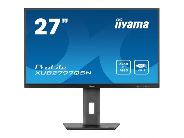 Monitor Iiyama 68,6 cm (27,0") XUB2797QSN-B2 2560x1440 100Hz IPS 1ms HDMI DisplayPort USB-C 65W DP-Out 4xUSB3.2 Pivot Zvočniki  sRGB99% RJ45 ProLite