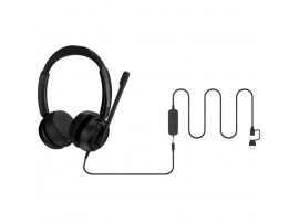 Slušalke žične Sandberg naglavne z mikrofonom USB-C/USB-A 3v1 Office Headset Pro črne ENC (126-54)