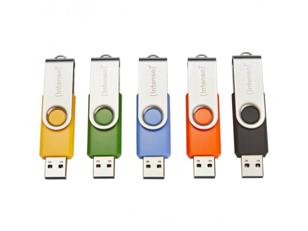 Spominski ključek 32GB USB2.0 Intenso Basic Line 28MB/s 6,5MB/ plastičen vrtljiv 5pack (3503585)
