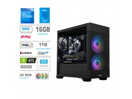 Računalnik MEGA MT S7X i5-12400F/RTX5050/16GB/1TB-4.0/750W/Brez OS/črna RGB