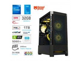 Računalnik MEGA MT S8 i7-12700K/RTX5060Ti/32GB/1TB/750W/Brez OS/črna RGB + Estetski napajalni kabli [Rumena / Črna]