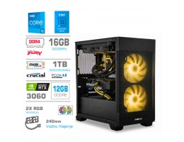 Računalnik MEGA MT S7X i5-14400F/RTX3060/16GB/1TB/750W/Brez OS/črna RGB + Estetski napajalni kabli [Rumena / Črna]