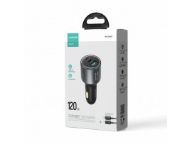 Avto polnilec 12V 24V => 2x USB-C USB-A 120W PD QC črn Joyroom (JR-CCN07 120W)