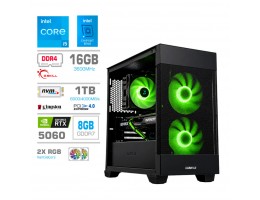 Računalnik MEGA MT S7X i5-12400F/RTX5060/16GB/1TB/750W/Brez OS/črna RGB + Estetski napajalni kabli [Zelena / Črna]