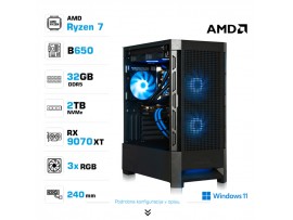 Računalnik MEGA MT S8 R7-7700X/RX9070 XT/32GB-DDR5/2TB-4.0/750W/Win11Home/črna RGB + Estetski napajalni kabli [Modra / Črna]
