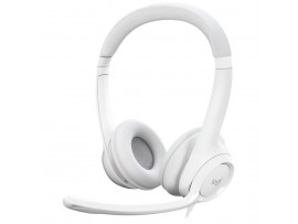 Slušalke žične Logitech naglavne z mikrofonom USB H390 bele (981-001286)