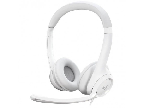 Slušalke žične Logitech naglavne z mikrofonom USB H390 bele (981-001286)