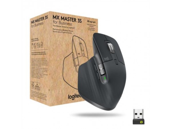 Miš brezžična + Bluetooth Logitech MX Master 3S Performance For Business 8000DPI Bolt reciever grafitna (910-006582)