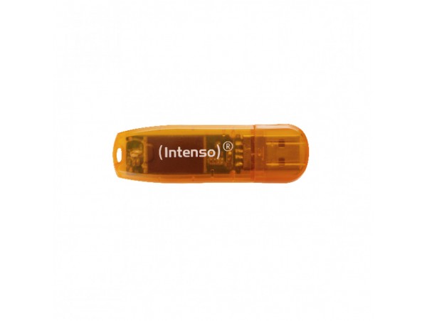 Spominski ključek 64GB USB 2.0 Intenso Rainbow Line 28MB/s 6,5MB/s - plastičen/s pokrovčkom/oranžen (3502490)