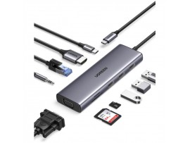 Priklopna postaja USB-C => Ugreen 3x USB 3.0 tip A 1x HDMI 4K@30Hz 1x VGA 1x RJ45 1x 3,5 1x USB-C PD 100W čitalec kartic (15601) Priklopna postaja USB-C => Ugreen 3x USB 3.0 tip A 1x HDMI 4K@30Hz 1x VGA 1x RJ45 1x 3,5 1x USB-C PD 100W čitalec kartic (15601)