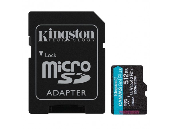 Spominska kartica microSDXC 512GB Kingston Canvas Go! Plus 150MB/s/U3 V30 UHS-I A2 +adapter (SDCG4/512GB)