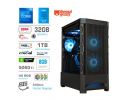 Računalnik MEGA MT S8 i7-12700KF/RTX5060Ti/32GB/1TB/750W/Brez OS/črna RGB + Estetski napajalni kabli [Svetlo modra / Črna]