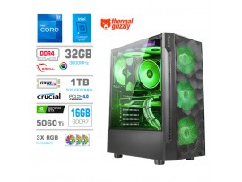 Računalnik MEGA MT S7 i7-12700KF/RTX5060Ti-16GB/32GB/1TB/750W/Brez OS RGB + Estetski napajalni kabli [Zelena / Črna]
